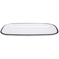 GET CS-1280-W/BK Settlement Bistro 11 3/4" x 7 3/4" White with Black Trim Enamelware Rectangular Melamine Dinner Platter - 12/Case