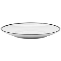 GET CS-800-W/BK Settlement Bistro 8" White with Black Trim Enamelware Round Melamine Coupe Plate - 48/Case