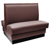 American Tables & Seating 45 1/2" Long Mocha Plain Double Back Fully Upholstered Booth with Wood End and Top Caps - 42" High