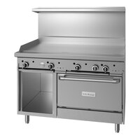 U.S. Range U48-G48RS Natural Gas 48" Range with Manual Griddle Top, 26" Standard Oven, and Cabinet Base - 110,000 BTU