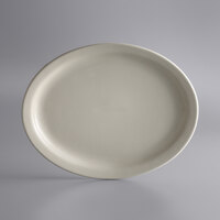 Libbey NR-14 Kingsmen White 13" x 10 1/4" Ultima Cream White Narrow Rim Oval Stoneware Platter - 12/Case