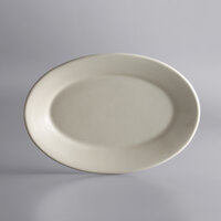 Libbey PWC-60 Princess White 13 1/2" x 9 3/4" Ultima Cream White Oval Rolled Edge Stoneware Platter - 12/Case