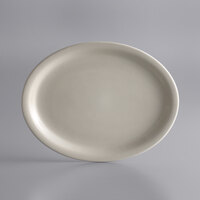 Libbey NR-12 Kingsmen White 9 3/4" x 7 1/2" Ultima Cream White Narrow Rim Oval Stoneware Platter - 24/Case