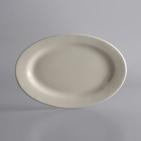 Libbey PWC-19 Princess White 15 1/2" x 10 1/2" Ultima Cream White Oval Rolled Edge Stoneware Platter - 6/Case