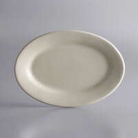 Libbey PWC-12 Princess White 10 1/2" x 7 1/2" Ultima Cream White Rolled Edge Oval Stoneware Platter - 24/Case