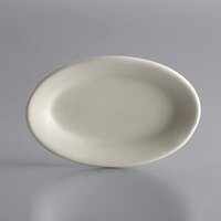 Libbey PWC-33 Princess White 7" x 4" Ultima Cream White Oval Rolled Edge Stoneware Platter - 36/Case