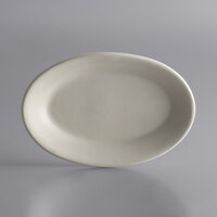 Libbey PWC-16 Princess White 8 1/8" x 5 3/4" Ultima Cream White Oval Rolled Edge Stoneware Platter - 36/Case