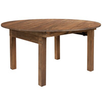 Flash Furniture XA-F-60-RD-GG Hercules 60" Antique Rustic Solid Pine Round Folding Farm Table