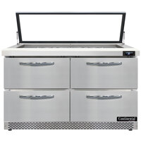 Continental Refrigerator SW48N18M-HGL-FB-D 48" 4 Drawer Mighty Top Front Breathing Hinged Glass Lid Refrigerated Sandwich Prep Table