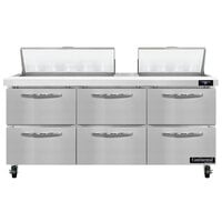 Continental Refrigerator SW72-N-18-D 72" 6 Drawer Refrigerated Sandwich Prep Table