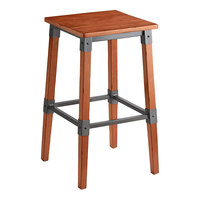 Lancaster Table & Seating Industrial Backless Bar Stool with Rustic Mahogany Finish