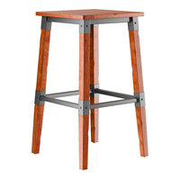 Lancaster Table & Seating Industrial Backless Bar Stool with Rustic Mahogany Finish