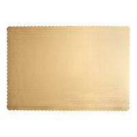 25" x 18" Gold Laminated Rectangular Full Sheet Cake Pad - 50/Bundle