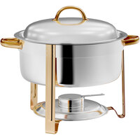 Choice Deluxe 8 Qt. Round Gold Accent Soup Chafer