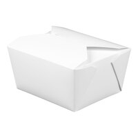 Fold-Pak 01BPWHITEM Bio-Pak White Microwavable Paper #1 Take-Out Containers 4 3/8" x 3 1/2" x 2 1/2" - 450/Case