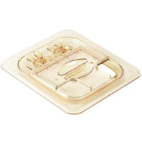 Cambro 60HPLN150 H-Pan™ 1/6 Size Amber High Heat FlipLid with Spoon Notch