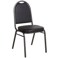 Lancaster Table & Seating Black Stackable Banquet Chair with 2 inch Padded Seat and Silver Vein Frame