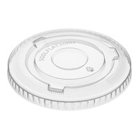 Choice 5 oz., 7 oz., 10 oz. Clear PET Flat Lid with No Straw Slot - 50/Pack