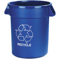 Carlisle 841032REC14 Bronco 32 Gallon Blue Round RECYCLE Trash Can