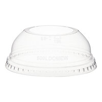 Choice 9 oz., 12 oz., 16 oz., 20 oz., 24 oz. Clear PET Dome Lid with 2" Hole - 50/Pack