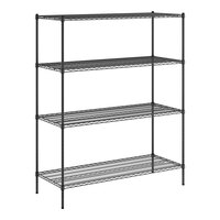 Regency 24" x 60" NSF Black Epoxy 4-Shelf Kit with 74" Posts