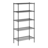 Regency 18" x 36" NSF Black Epoxy 5-Shelf Kit with 74" Posts