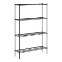 Regency 14" x 48" NSF Black Epoxy 4-Shelf Kit with 74" Posts