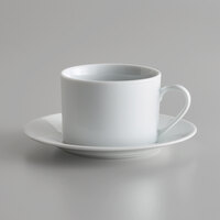 10 Strawberry Street Catering Pack CATCOM-RD-9 Bright White 8 oz. Porcelain Cup and Saucer - 12/Case