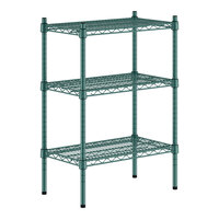 Regency 14" x 24" NSF Green Epoxy 3-Shelf Kit with 34" Posts