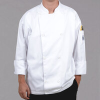 Chef Revival Silver Knife and Steel J002 Unisex White Customizable Long Sleeve Chef Jacket with Chef Logo Buttons - 2X