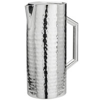 Walco WLVWPG60 Ironstone 60 oz. Hammered Mirror Finish Stainless Steel Double Wall Insulated Pitcher with Ice Guard