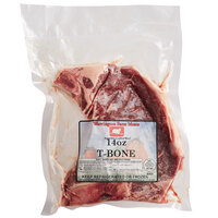 Warrington Farm Meats 14 oz. Frozen T-Bone Steak - 12/Case