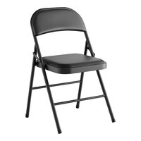 Lancaster Table & Seating Black Vinyl Folding Chair with Padded Seat