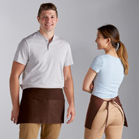 Choice Brown Poly-Cotton Standard Waist Apron with 3 Pockets - 12" x 26"