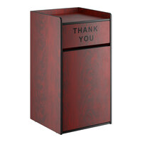 Lancaster Table & Seating Waste 35 Gallon Mahogany Waste Receptacle Enclosure with "THANK YOU" Swing Door