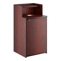 Lancaster Table & Seating Waste 32 Gallon Mahogany Waste Receptacle Enclosure with Drop Hole and Tray Shelf