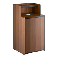 Lancaster Table & Seating Waste 32 Gallon Walnut Waste Receptacle Enclosure with Drop Hole and Tray Shelf