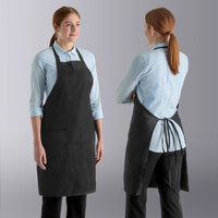 Choice Black Customizable Poly-Cotton Standard Bib Apron with 2 Pockets