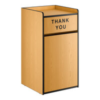 Lancaster Table & Seating Waste 35 Gallon Natural Waste Receptacle Enclosure with "THANK YOU" Swing Door