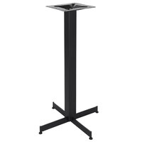 BFM Seating Jaxon 24" x 24" Sand Black Stamped Steel Bar Height Indoor Cross Table Base, 3" Column