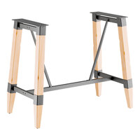 Lancaster Table & Seating Industrial Bleached Oak Finish Bar Height Trestle Table Base for 30" x 60" Table Tops