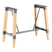 Lancaster Table & Seating Industrial Bleached Oak Finish Bar Height Trestle Table Base for 30" x 60" Table Tops