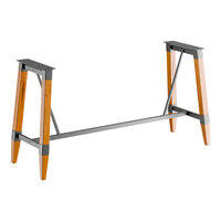 Lancaster Table & Seating Industrial Honey Maple Finish Bar Height Trestle Table Base for 30" x 96" Table Tops
