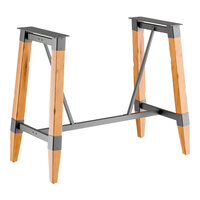 Lancaster Table & Seating Industrial Honey Maple Finish Bar Height Trestle Table Base for 30" x 60" Table Tops