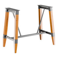 Lancaster Table & Seating Industrial Honey Maple Finish Bar Height Trestle Table Base for 30" x 60" Table Tops