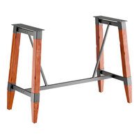 Lancaster Table & Seating Industrial Rustic Mahogany Finish Bar Height Trestle Table Base for 30" x 72" Table Tops