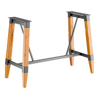Lancaster Table & Seating Industrial Honey Maple Finish Bar Height Trestle Table Base for 30" x 72" Table Tops