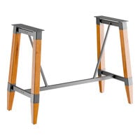 Lancaster Table & Seating Industrial Honey Maple Finish Bar Height Trestle Table Base for 30" x 72" Table Tops
