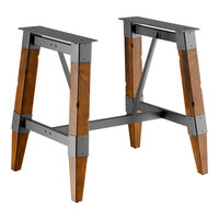 Lancaster Table & Seating Industrial Rustic Walnut Trestle Table Base for 30" x 48" Table Tops