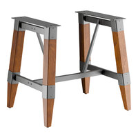 Lancaster Table & Seating Industrial Rustic Walnut Trestle Table Base for 30" x 48" Table Tops